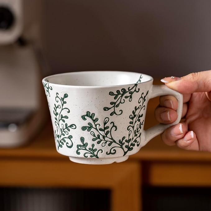 Ceramic Mugs 11 oz Unique Luxurious Cups Set of 4, Mug for Coffee Milk Latte Cappuccino Tea, Office Home Dishwasher Microwave Freezer Safe Stoneware Handmade Minimalist Mixed Cup - Image 7