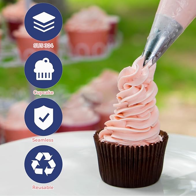 3pcs 1M 2D 2F Cake Piping Tips, Decorating Supplies, Nozzles for Buttercream, Icing, Birthday Cakes, Cupcakes - Baking Tools for DIY Art