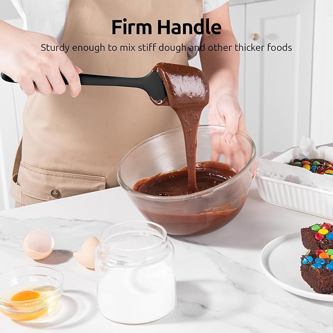 U-Taste Silicone Spatula Set with 600 Degrees Fahrenheit Heat Resistant (Black)