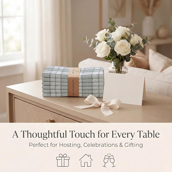 Urban Villa Cloth Napkins Cotton 20x20 (Set of 12) Majestic Checks - Image 9