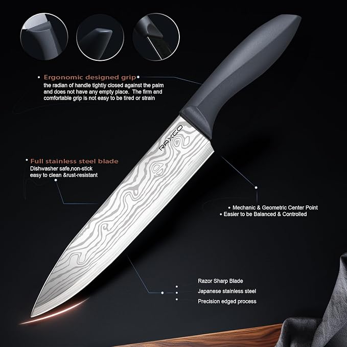 RAXCO Kitchen Set,18-Piece Cooking Utensils and Kitchen Knife Set,Gray | 7-Piece Kitchen Utensils Heat-resistant to 410°F,5-Piece Sharp Knife,5-Piece Cooking Tools and Cutting Board In One - Image 3