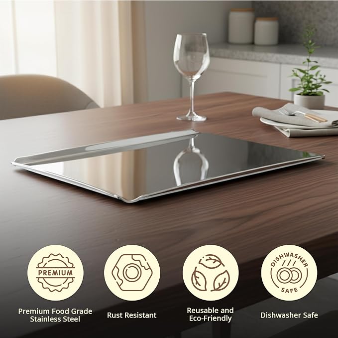 Stainless Steel Cookie Sheet | Durable Baking Tray | Rust-Resistant & Easy to Clean | Perfect for Cookies, Biscuits, Pastries & More - Image 4
