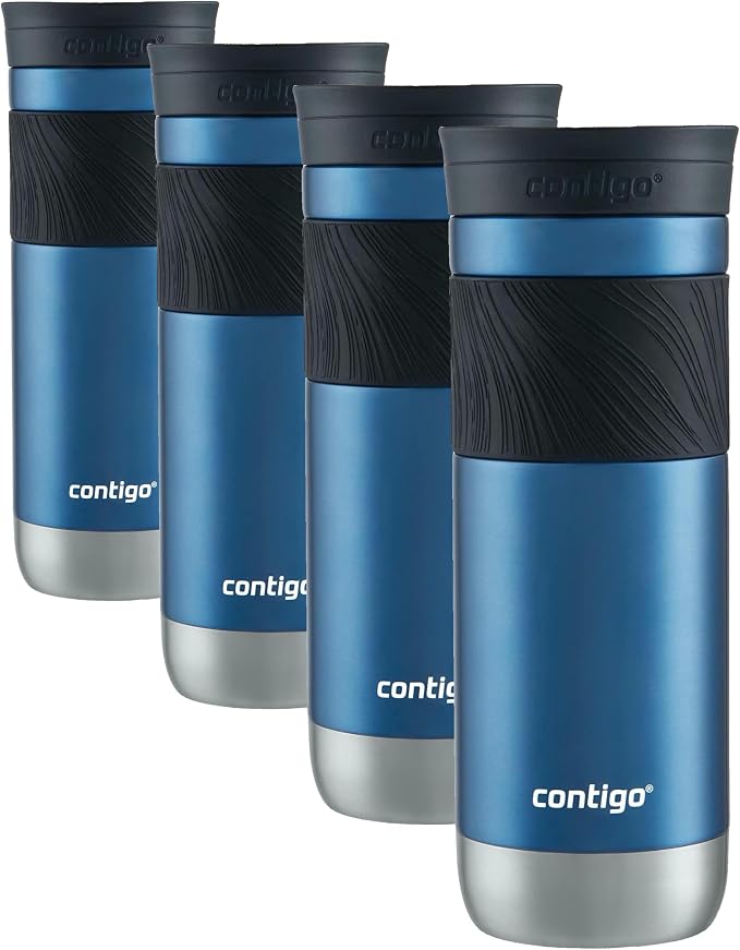 Contigo Byron Vacuum-Insulated Stainless Steel Travel Mug,20oz - Leak-Proof Lid,BPA-Free,Blue Corn - Perfect Reusable Cup for Coffee or Water; hot and cold beverage holder,(Pack of 4) by Unknown
