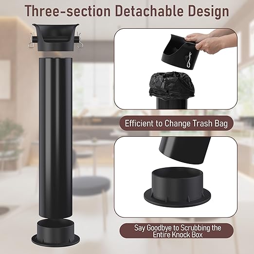 Espresso Knock Box for Coffee Puck, 250+ Cups Commercial Coffee Grounds Disposal Recycle Trash Can Clean Tool Set, Barista Essential for Cafe Shop Trailer Office Breakroom Home Bar Accessories