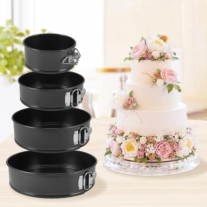 Springform Pan Set of 4, 4/7/9/10inch Cake Pan, Non-Stick Leak-Proof with Removable Bottom, Cheesecake Pan for Baking, Black - Image 7
