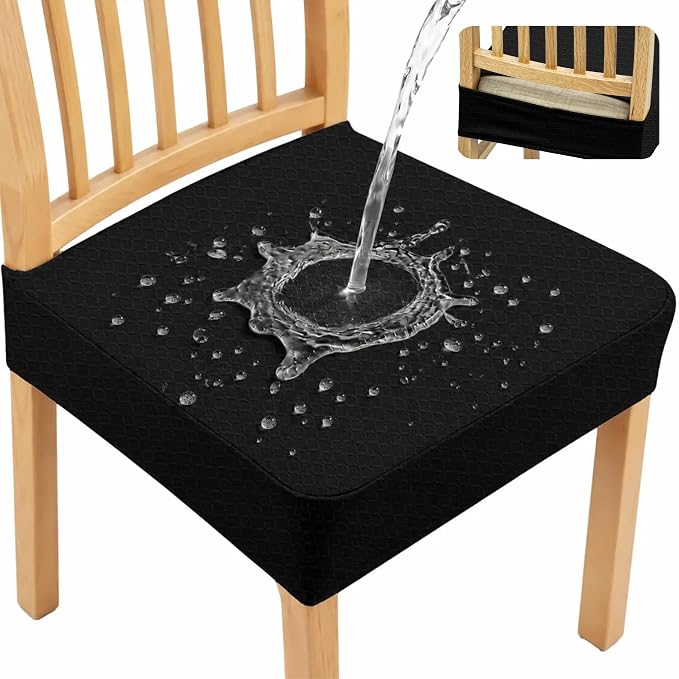 BIETYONE Waterproof Dining Chair Covers, Stretch Seat Protector, Washable | 4 Pack, Waterproof, Spill Resistant, Washable, Stretch Fit, Easy Clean Chair Protector by BIETYONE