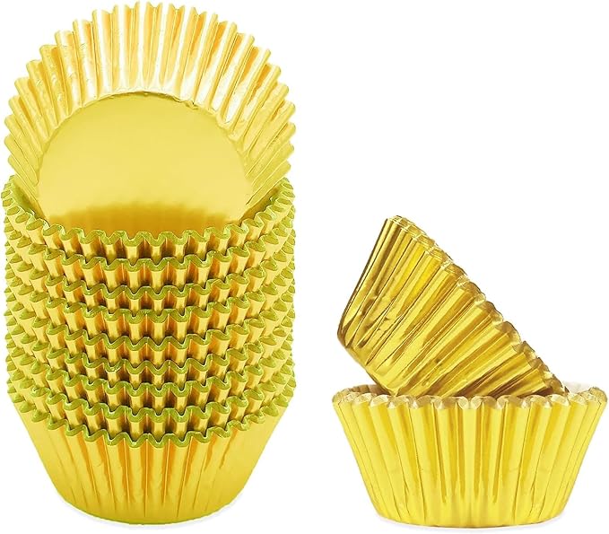 qiqee Foil Cupcake Liners, 500 Count, Standard Size, Gold by Qiqee