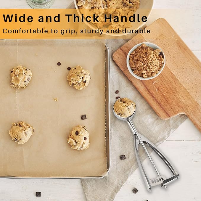Small Cookie Scoop 1 Tablespoon, Size #60 Cookie Dough Scoop, 1 Tbsp Cookie Scoops for Baking, Selected 18/8 Stainless Steel, for Making Cookies, Melon Ball, Ice Cream