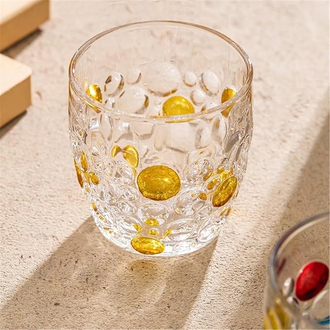 drinking glassware 10.5oz Drinking Glasses Handmade Multicolor Glassware(Yellow) - Image 3