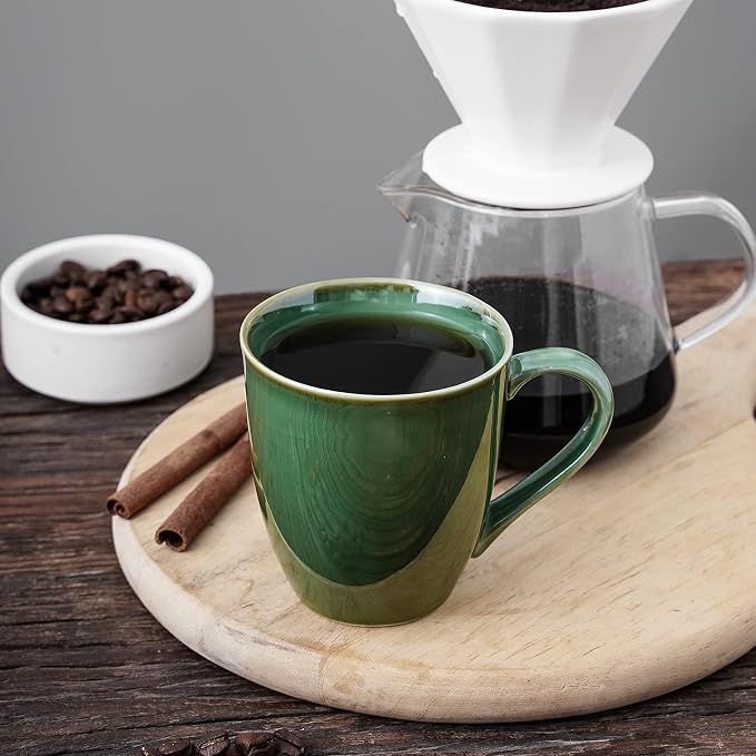 vicrays Coffee Mug Set, 12 Ounce, Set of 6, Ceramic Mug for Men, Women, Unique Glazed Mugs with Handle for Coffee, Tea, Milk, Cocoa, Cereal(Green) - Image 4