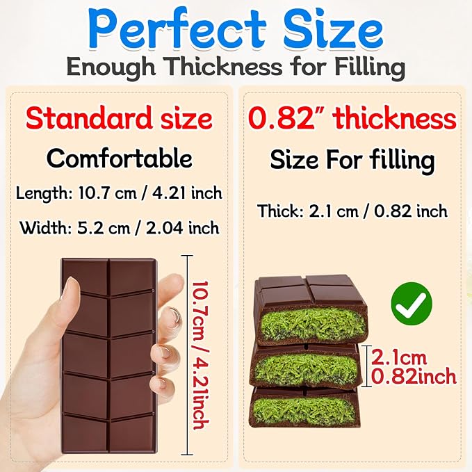 Dubai Silicone Chocolate Bar Mold,0.82inch Deep Chocolate Candy Molds for Filling Thick Pistachio Chocolate-Includes 100pcs Bags - Image 3