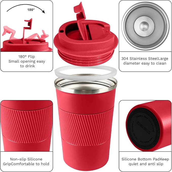 Insulated Travel Coffee Mug, Stainless Steel Coffee Cup with Leakproof Lid | Double-wall insulation keeps drinks hot or cold for hours, with a leakproof lid and portable stainless steel design - Image 2