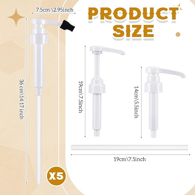 Nuogo 5 Pcs Coffee Syrup Pump Compatible with Monin 750ml (25.4 Fl Oz) Glass Bottles White Flavor Syrup Pump Dispenser with Tip Covers