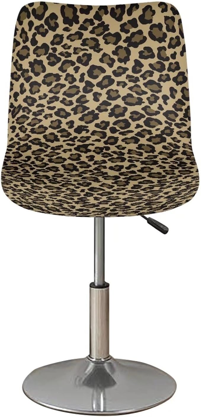 Leopard Print Bar Stools Covers, Set of 2 Height Counter Bar Stools Anti-Slip Seat Covers for Swivel Barstools Cover Adjustable Stool Chair Home Kitchen Furniture Protector - Image 2