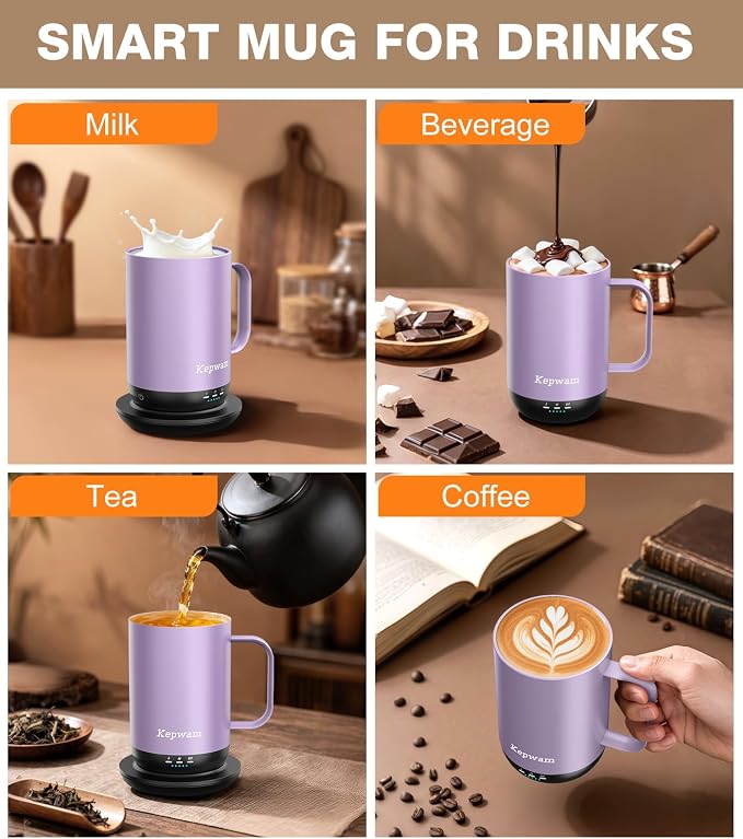 Kepwam Self-Heating Coffee Mug T1, 16oz Rechargeable Heated Coffee Mug, Smart Coffee Warmer Mug with App-Controlled,Advanced Temperature-Controlled Heating Coffee Gifts for Women Men Coffee Lover - Image 9