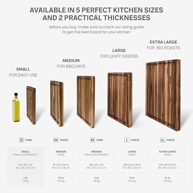 Teakhaus Carving Board with Juice Groove - Small (S) Teak Wood Cutting Board 14”L x 10”W x 1” Thick - Lightweight, Sustainably Harvested & FSC Certified - Knife Friendly with Beeswax Oil Finish - Image 2