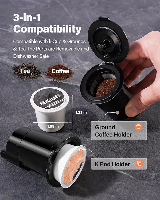 Coffee Maker Hot & Iced With Bold Setting,Single Serve Coffee Maker For K Cup And Grounds,52 Oz Removable Water Tank,6-14 Oz Brew Sizes,One Cup Kcup Coffee Machine With Reusable Filter, White - Image 5