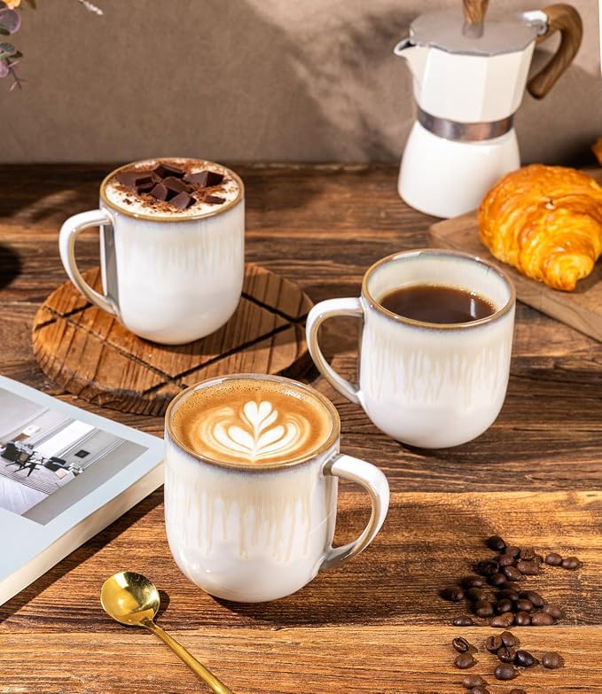 LERATIO 12OZ Ceramic Coffee Mugs Set of 6, Large Porcelain Coffee Cups With Large Handle For Latte,Cappuccino,Milk,Cocoa,|Dishwasher&Microwave Safe Mug Sets,Ideal for Man,Woman,Dad, Mom - Image 4