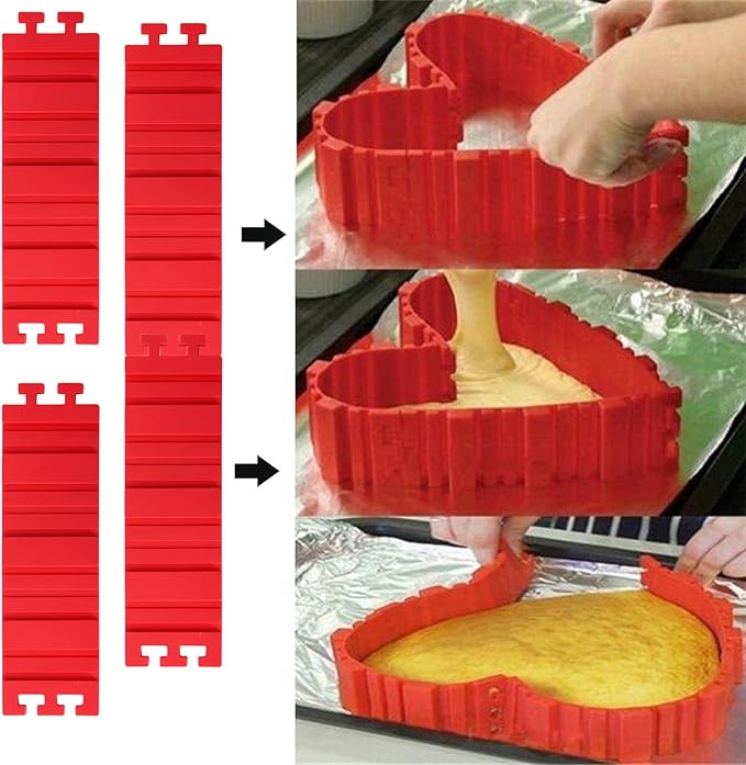 Jucoan 16 Pack Silicone Cake Mold Magic Bake Snake, Silicone Cake Shapers for DIY Round Rectangular Heart Shape Cake Dessert, Ice Barrier for Tie Dye