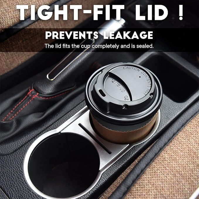 100 Pack - 12 oz Disposable Coffee Cups To Go with Lids Sleeves and Straws 100% Biodegradable & Compostable Pla Eco Friendly Paper Coffee Cups for Tea Coffee Hot Chocolate