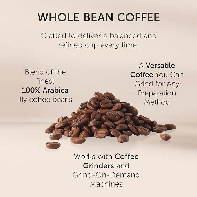illy Decaf Whole Bean Coffee, Classic Medium Roast Gourmet Blend, 100% Arabica Coffee, 8.8 Ounce (Pack of 1)