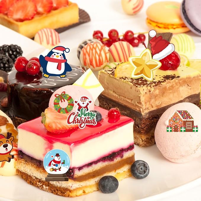 280pcs Edible Christmas Cake Decorations, 40 Designs Edible Wafer Xmas Cupcake Decorations Santa Claus Elk Gingerbread Man Snowman Bell Cake Toppers for Christmas Cake Decor Party Supplies - Image 4