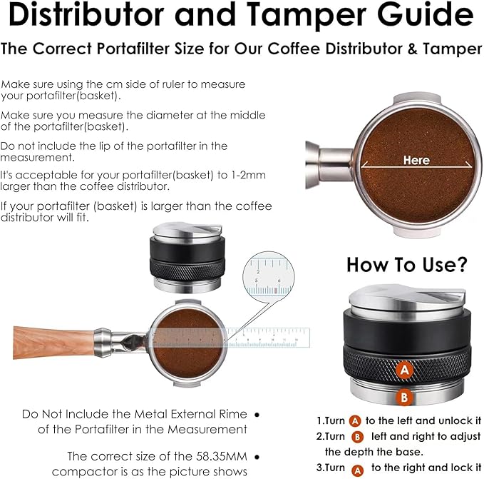 MATOW 58mm Coffee Distributor and Tamper, Dual Head Coffee Leveler Fits for Portafilter, Increased Adjustable Depth- Professional Espresso Hand Tampers