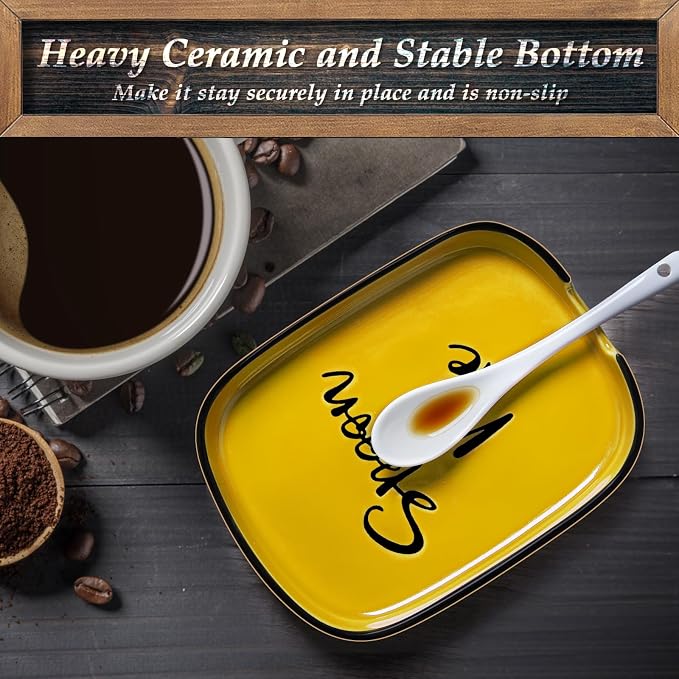 Yellow Spoon Rest for Stove Top, Ceramic Large Spoon Holder, Spoon Rest for Kitchen Counter, Heat-Resistant Cooking Utensil Rest, Yellow Kitchen Decor and Accessories - Image 5