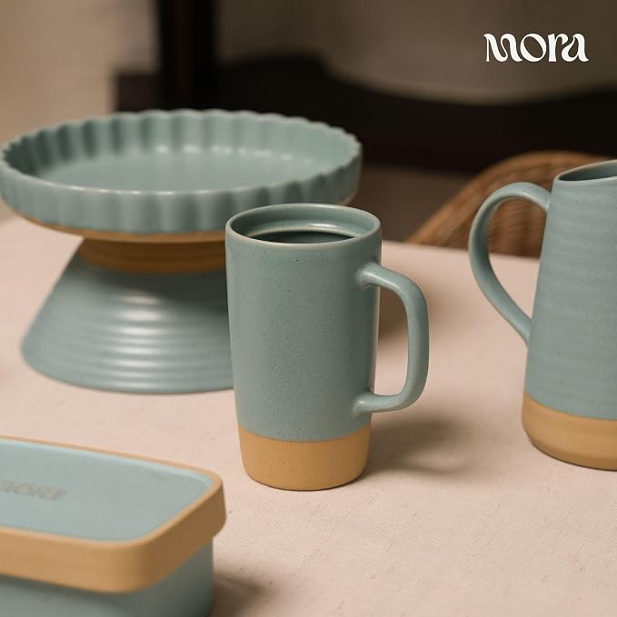 MORA Ceramics Large Tea Mug with Loose Leaf Infuser and Ceramic Lid, 18 oz, Portable, Microwave, Dishwasher Safe, Tall Coffee Cup - Rustic Matte Ceramic Glaze, Modern Herbal Tea Strainer, Iris - Image 5
