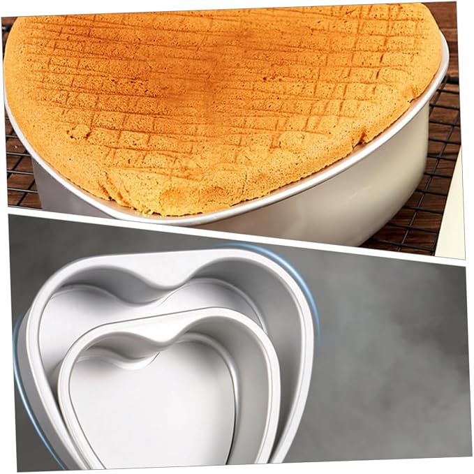 2pcs Heart Shaped Cake Pan Detachable Bottom Baking Molds for Homemade Cakes Aluminum Alloy Baking Trays for Birthdays and Special Occasions - Image 4