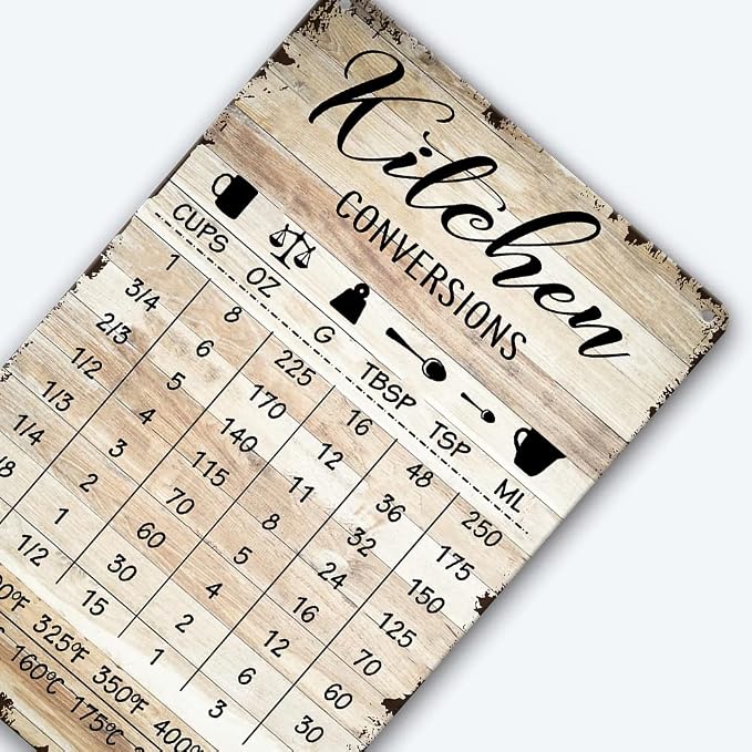 Farmhouse Rustic Kitchen Signs Wall Decor Funny Kitchen Conversion Chart Metal Tin Sign Rustic Style Pantry Home Decor 8x12 Inch - Image 4