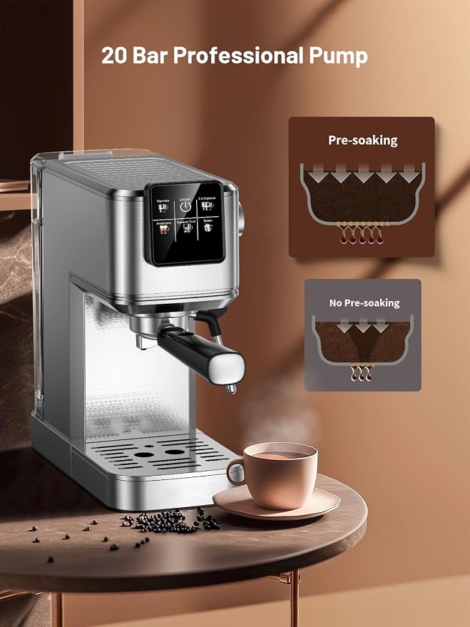 KEENSTAR 20 Bar Espresso Machine with Rapid Cold Brew, Compact Coffee Maker for Hot and Cold Cappuccino, Latte, Stainless Steel, 1200ml Removable Water Tank - Image 2