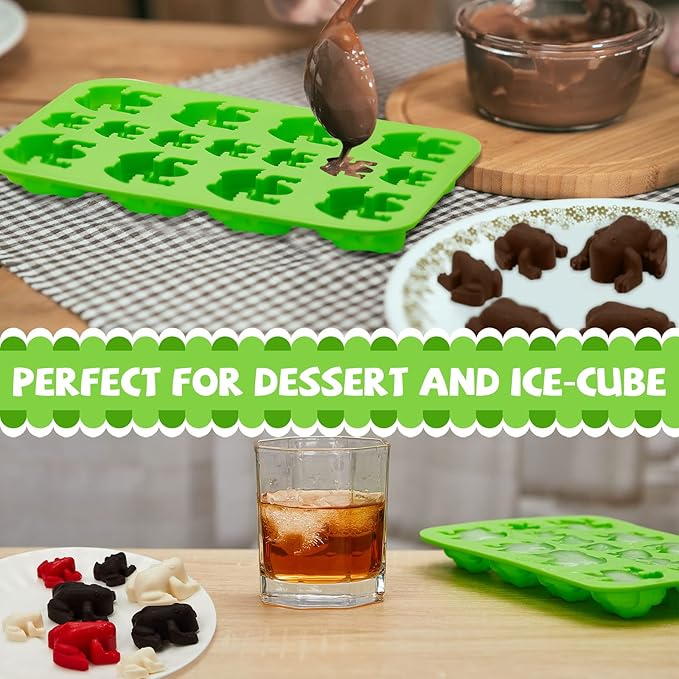 Tessco for you 3 Pieces Silicone Frog Chocolate Mold Halloween Candy Frog Shaped Passover Jelly Ice Tray Fun Gummy Animal Mold for Birthday Wizard Party Cake Decoration Kitchen Gift (Green)