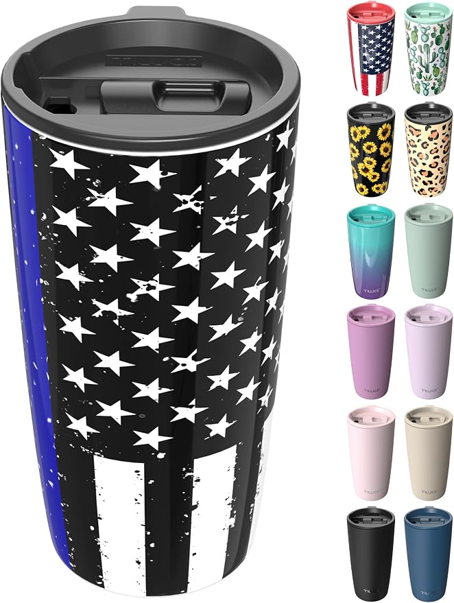 TILUCK 20 oz Insulated Coffee Tumbler with BPA-Free Lid | Travel Coffee Mug, Dishwasher Safe, Cup Holder Friendly, Double-Wall Vacuum Insulation for Hot & Cold Drinks, BlackFlag by TILUCKBringsGoodLuck