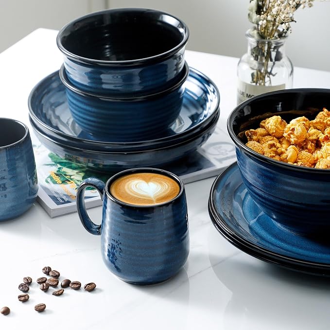 Hasense Small Coffee Mugs 8 oz, Ceramic Cappuccino Cups Set of 4, Espresso Mug with Handle for Latte, Tea, Milk and Mocha, Mini Cups for Gift, Dishwasher & Microwave Safe, Blue - Image 3