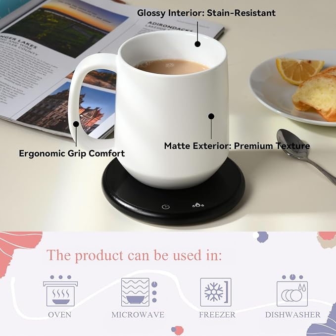 Miicol 16 oz Large Ceramic Coffee Mug, Tea, Mulled Drinks Cup, Gift for Office Staff or Home Using, Microwave and Dishwasher Safe, Frosted Surface, White - Image 7