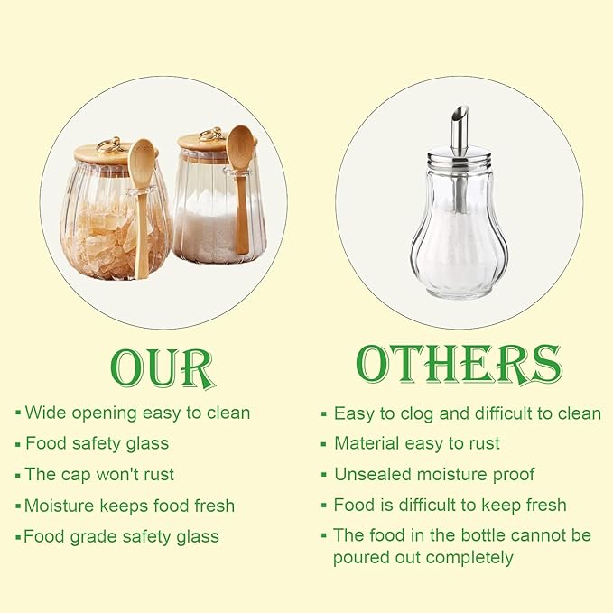 CNWSGEM Sugar Bowls Sugar Container 25.36 FL OZ Glass Coffee Canister Airtight Food Storage Jar with Lid and Spoon Candy Jar Coffee Bar Accessories Storage Beans Powder (Oval) - Image 7