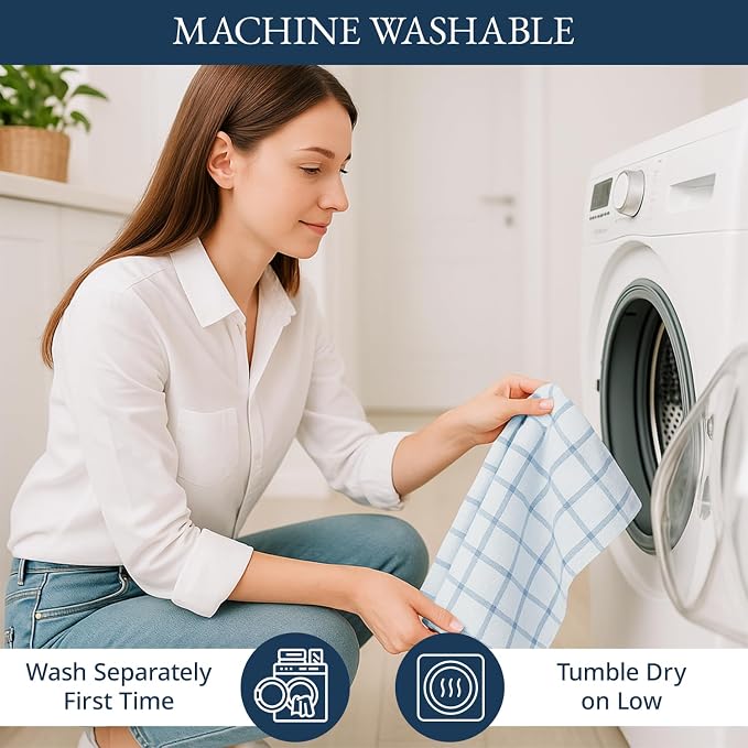 LANE LINEN Cotton Kitchen Towels Set, 6-Pack – Absorbent, Quick-Drying Dish Towels, 18" x 28", Soft, Premium Hand and Tea Towels - Indigo - Image 8