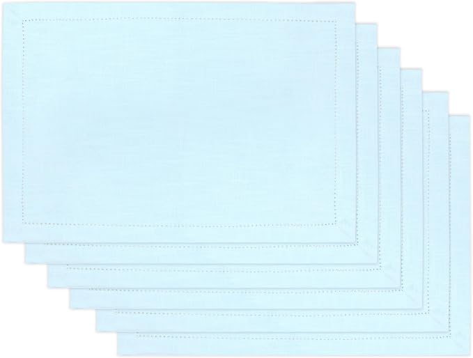 Urban Villa Two Tone Placemat Cotton Tablemat 14x20 (Set of 6) Sky Blue by CottonTrends