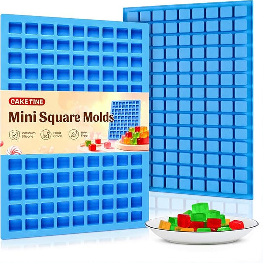 Square Silicone Candy Molds - Mini Silicone Molds for Hard Candy, Chocolate, Gummy, Caramel, Ganache, Ice Cubes (2) by CAKETIME