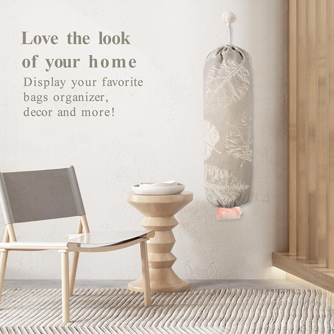Plastic Bag Holder, Wall Mount Plastic Bag Organizer Dispenser, Heavy Duty Grocery Bag Storage Holder for Home Kitchen Camper (Tablet Leaves) - Image 6