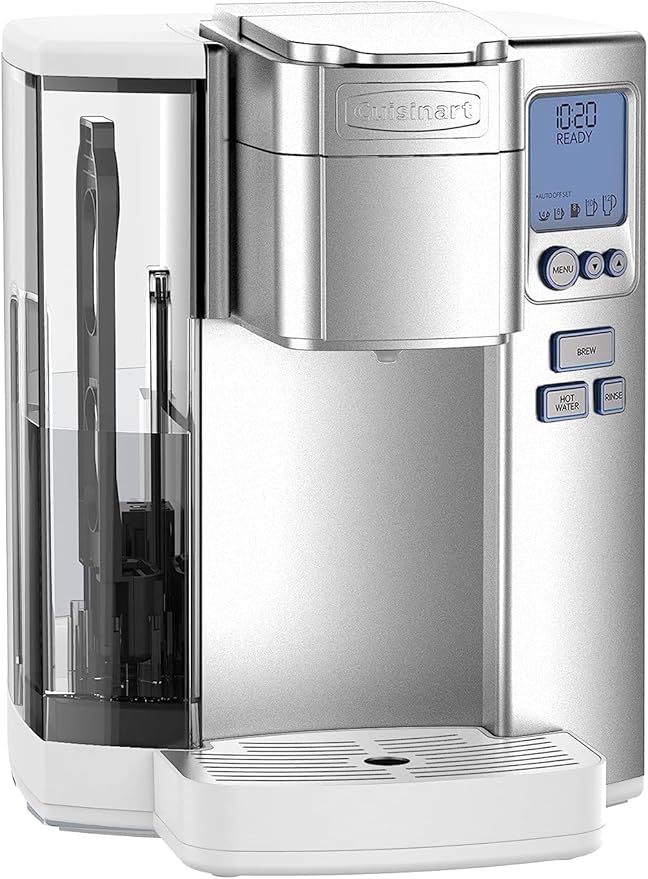Cuisinart Coffee Maker, Single Serve 72-Ounce Reservoir Coffee Machine, Programmable Brewing & Hot Water Dispenser, Stainless Steel, White by Cuisinart