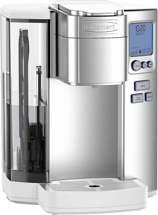 Cuisinart Coffee Maker, Single Serve 72-Ounce Reservoir Coffee Machine, Programmable Brewing & Hot Water Dispenser, Stainless Steel, White by Cuisinart
