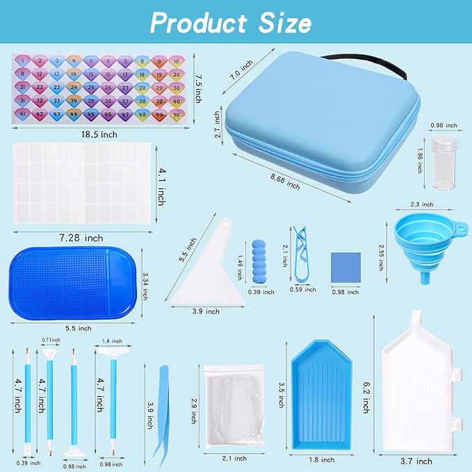 LYMUSUMI Diamond Art Storage 30 SlotsContainers for Adults Portable Bead Storage Boxes for Diamond Painting Accessories and Tools Blue