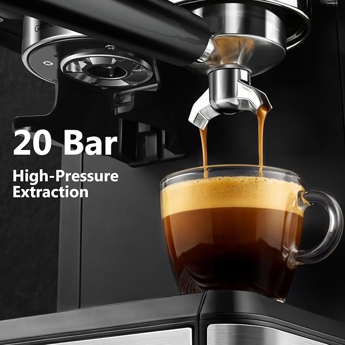 CUSIMAX Espresso Machine with Grinder, 20 Bar Professional Expresso Coffee Machines with Milk Frother Steam Wand, Espresso Maker with 60oz Removable Water Tank, Cappuccino & Latte Machine for Home - Image 5