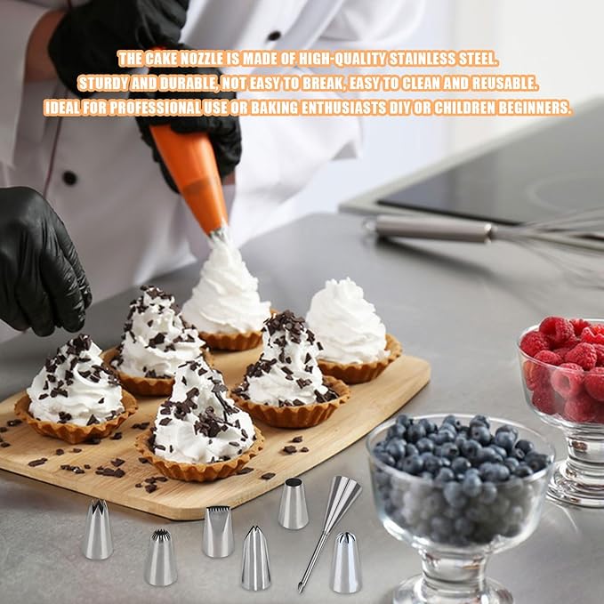 Piping Tips, 7 Pcs Stainless Steel Flower Icing Piping Nozzles Cake Decorating Tips Baking Tool for Cream Cupcake Cookie