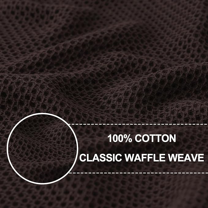 Homaxy 100% Cotton Waffle Weave Kitchen Dish Cloths 6-Pack, Dark Brown | 12 x 12 Inches, Ultra Soft Absorbent Dish Towels, Quick Drying Dish Rags with Hanging Loop - Image 2
