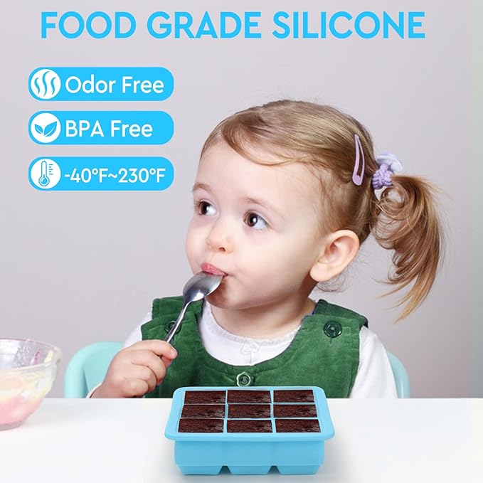 2 Pack Silicone Ice Cube Tray with Lid,Small Ice Trays for Freezer,Ice Cube Trays for Mini Fridge Freezer with Cover,Square Ice Cube mold for Cocktail,Coffee,Drinks,Baby Food,BPA Free,Blue