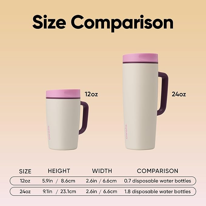 Owala SmoothSip Slider Stainless Steel Insulated Travel Mug with Handle, 100% Leak Proof, For Hot and Cold Drinks, Travel Friendly with Sliding Lock Lid, BPA Free, 24 oz, Daybreak - Image 6