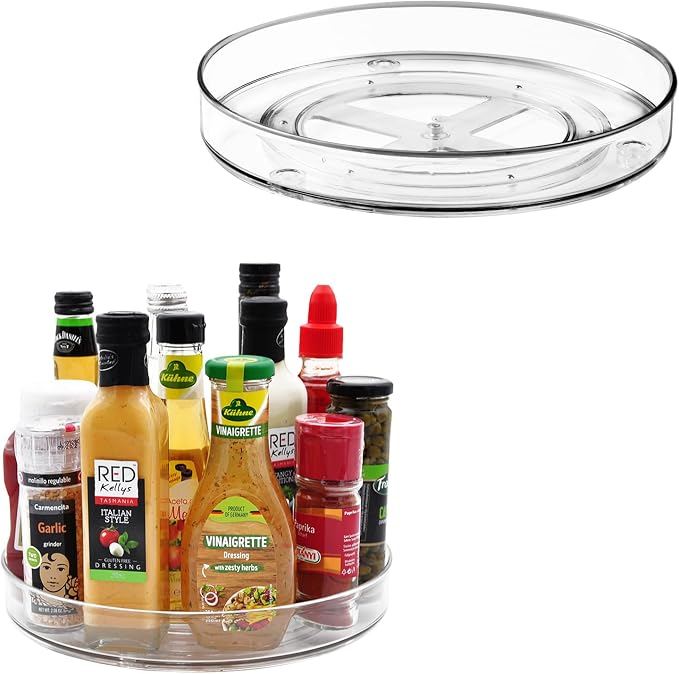 Amolliar Lazy Susan Organizer, Rotating Turntable Organizer Tray(11" 2Pack) | Lazy Susan Organizer for Cabinet, Fridge, Kitchen, Pantry Organizer Storage, Lazy Susan for Table Top, Spice Rack Organizer by Amolliar